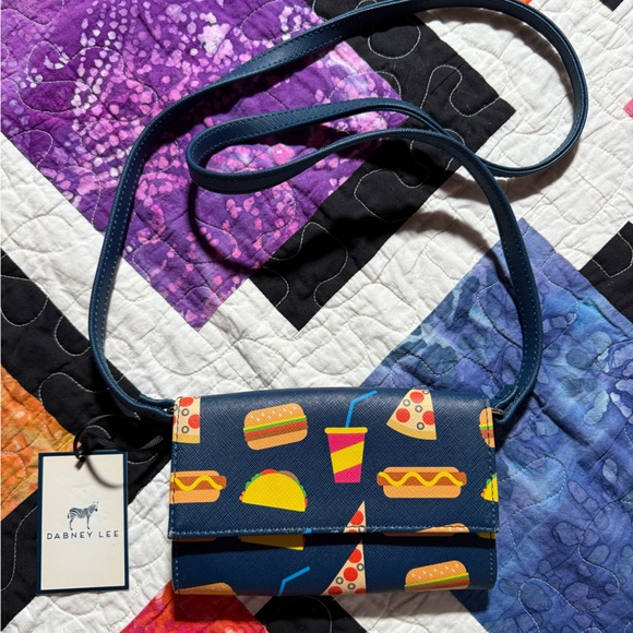 Dabney Lee Blue Crossbody Bag with Food Pattern - Picture 1 of 6
